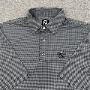 Footjoy Polo Shirt Mens XL Blue Houndstooth Performance Stretch Golf Emerald Bay